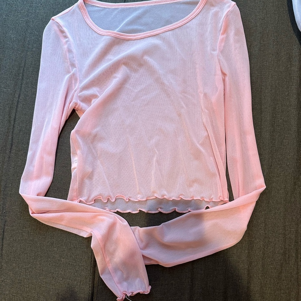 Aerie Light Pink Sheer Blouse